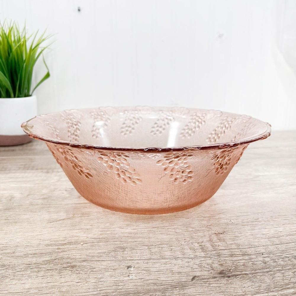 Vintage‎ Pink Pressed Glass Bowl - Pink Centerpiece Serving Dish